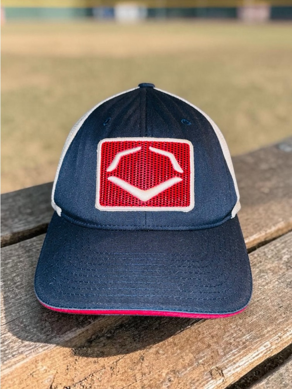 EvoShield Fitted S~M Trucker Hat USA Dark Blue/White Mesh Cap EUC